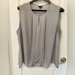 Talbots Gray Silk Sleeveless Shell Blouse with pleat details Size 18